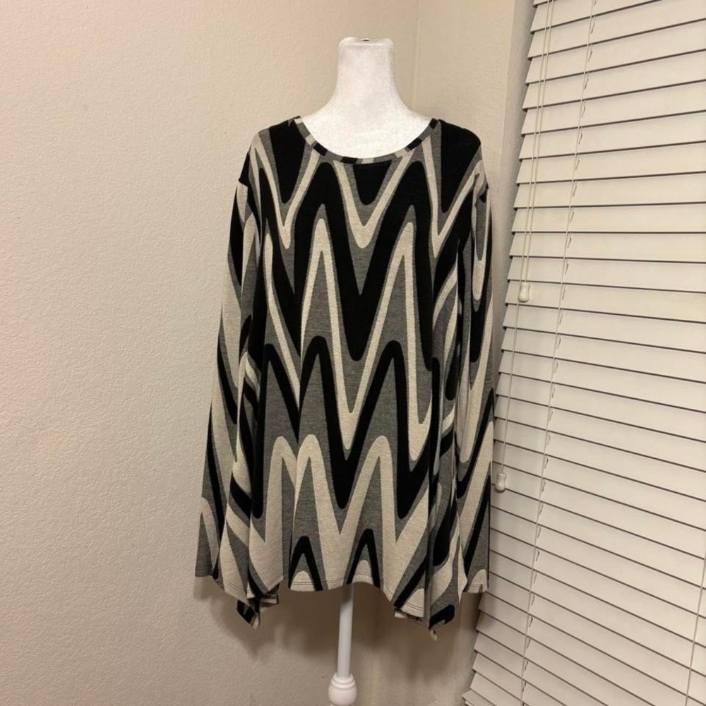 Vintage 80s Niche Nilgun Derman geometric avant garde wavy gray tunic size XL